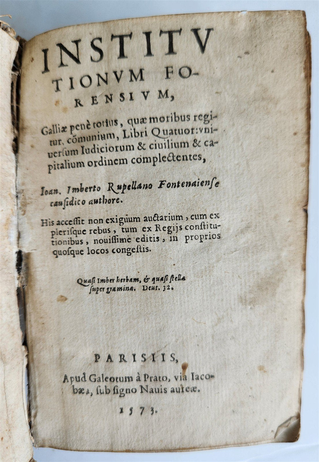 1573 LAW BOOK Institutionum Forensium ANTIQUE original 16th century binding