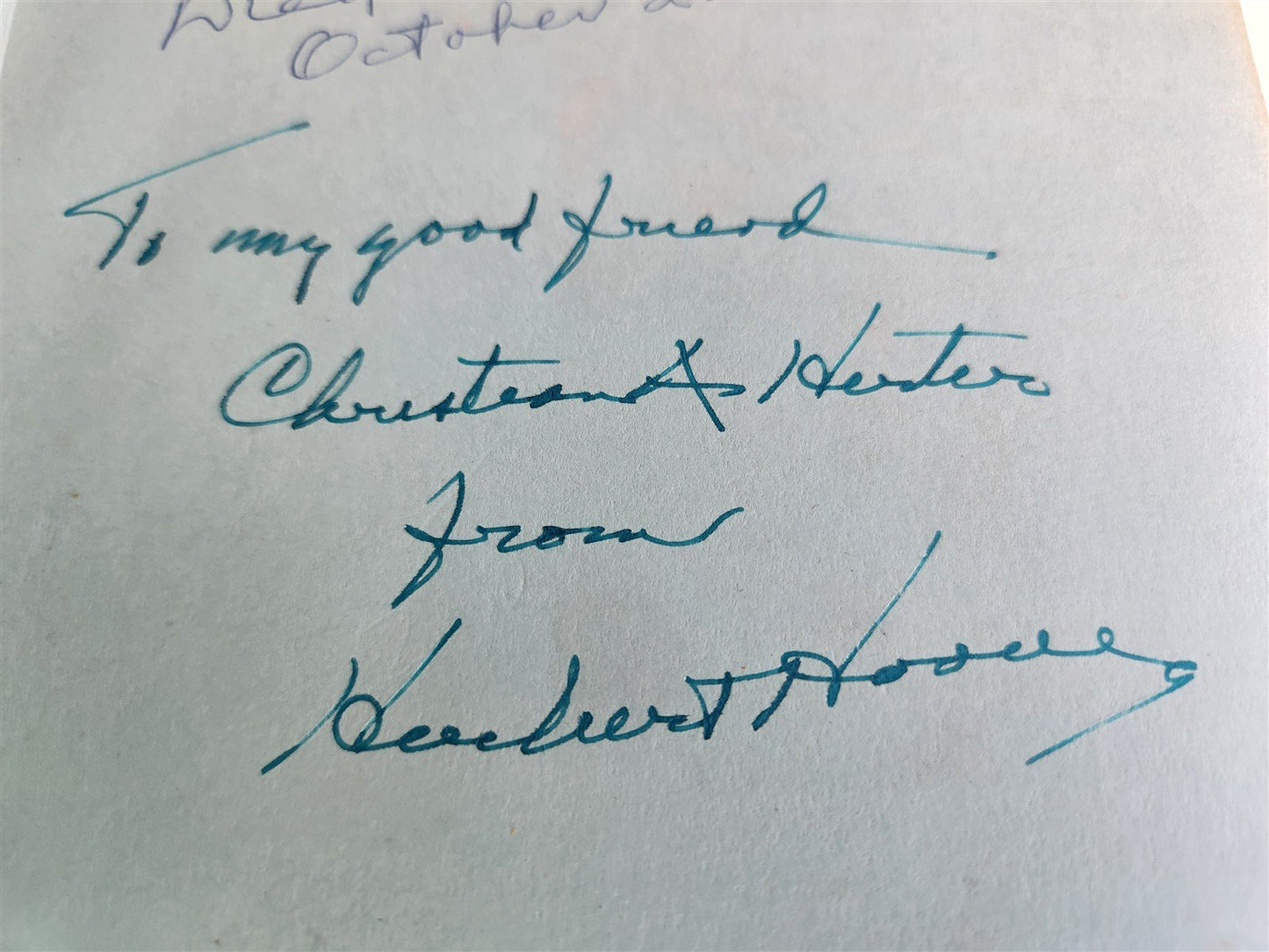 1952 INSCRIBED & SIGNED BY PRESIDENT HOOVER MEMOIRS vintage book AMERICANA