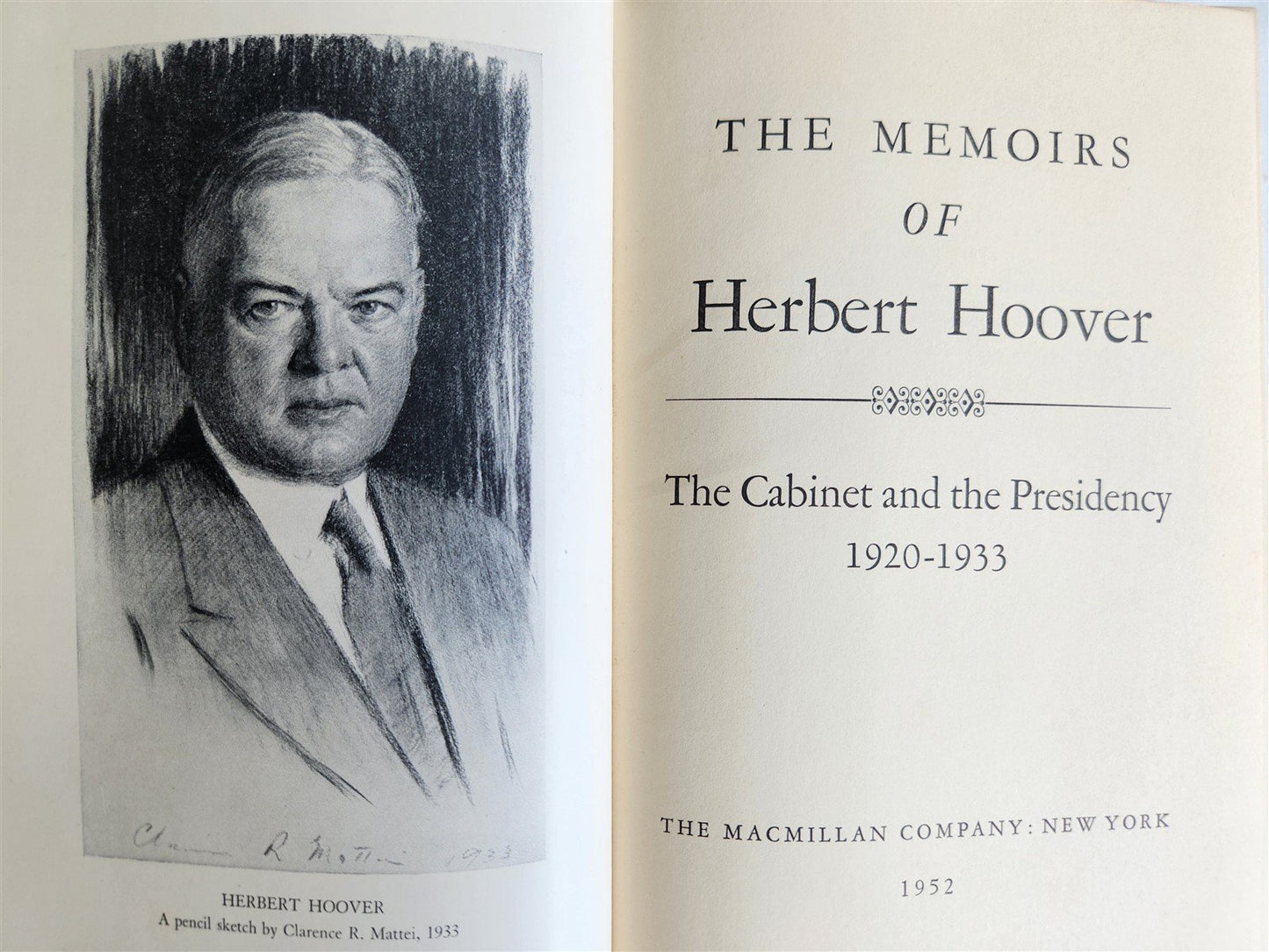1952 INSCRIBED & SIGNED BY PRESIDENT HOOVER MEMOIRS vintage book AMERICANA