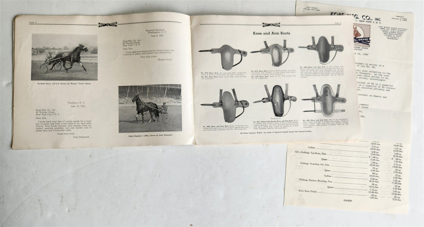 1952 TURF GOODS RACING CATALOG by Kopf Mfg. Co., Inc. VINTAGE illustrated