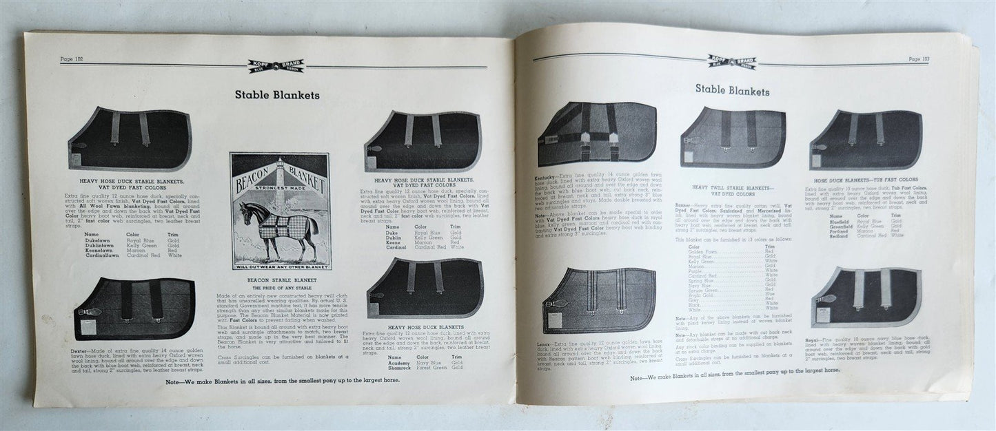 1952 TURF GOODS RACING CATALOG by Kopf Mfg. Co., Inc. VINTAGE illustrated