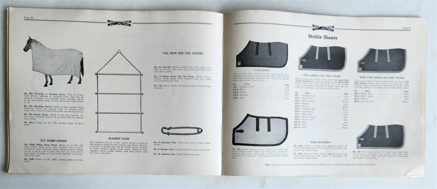 1952 TURF GOODS RACING CATALOG by Kopf Mfg. Co., Inc. VINTAGE illustrated