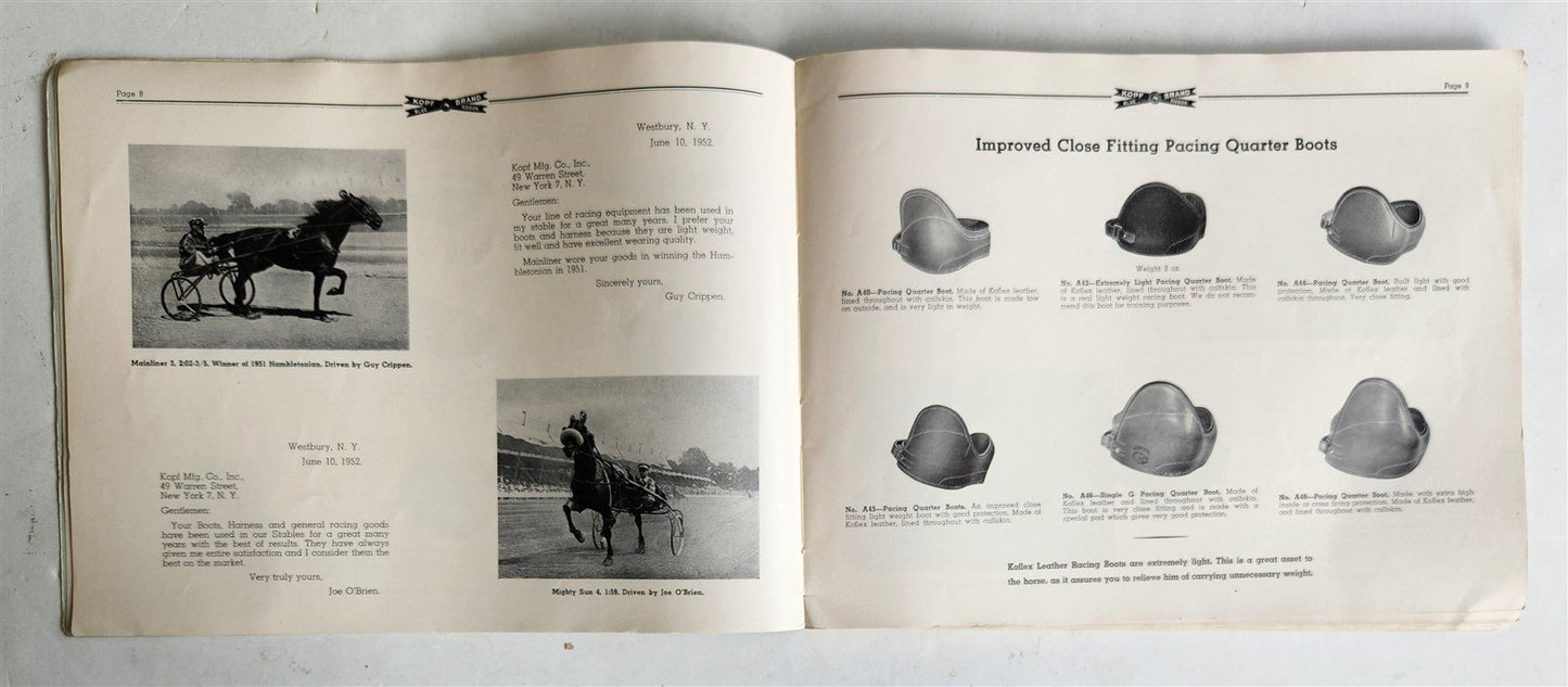 1952 TURF GOODS RACING CATALOG by Kopf Mfg. Co., Inc. VINTAGE illustrated