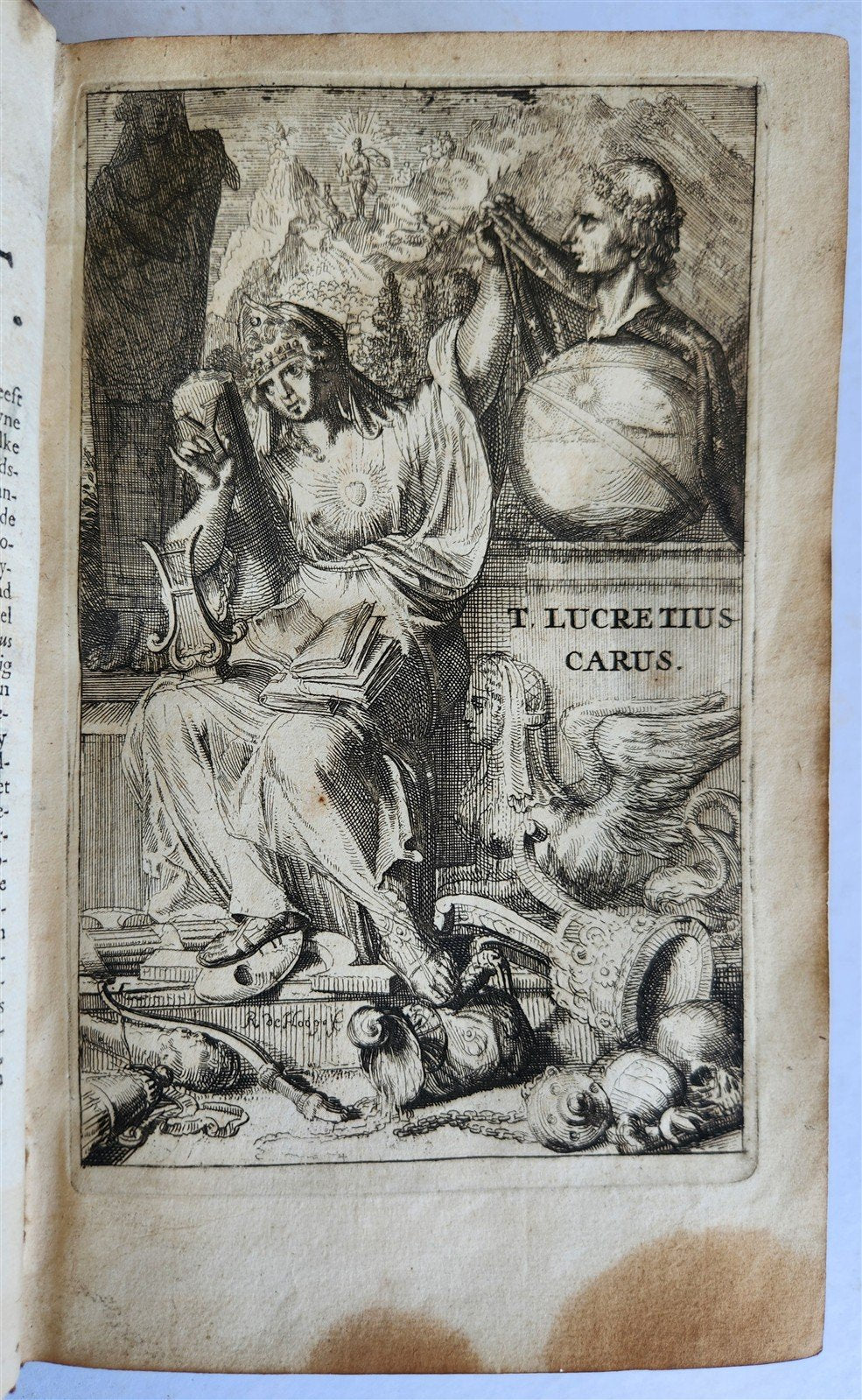 1701 LUCRETIUS DE RERUM NATURA antique ILLUSTRATED