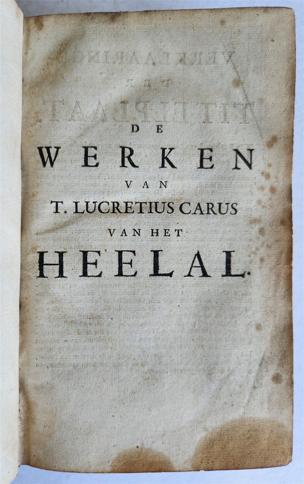 1701 LUCRETIUS DE RERUM NATURA antique ILLUSTRATED