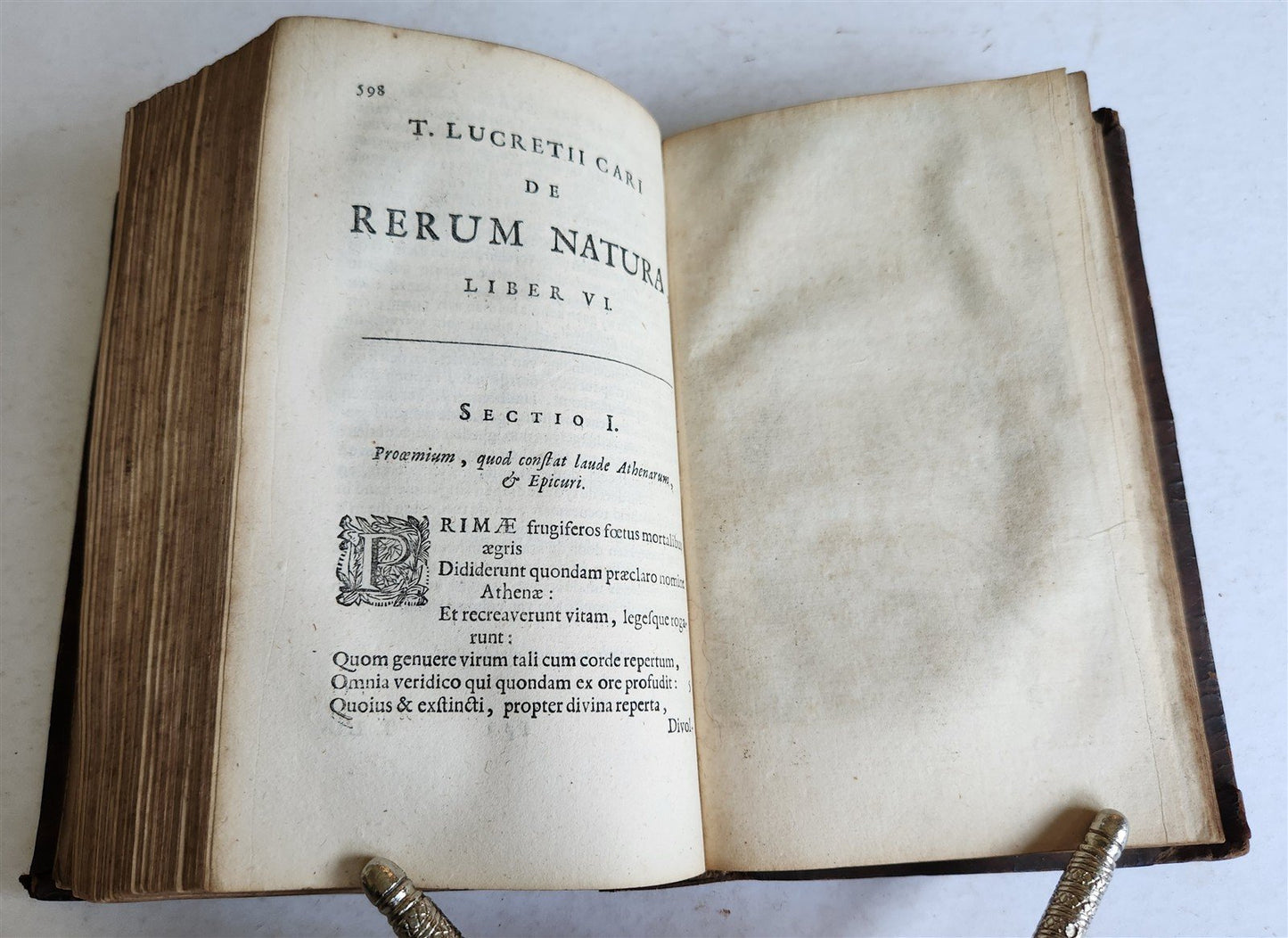 1701 LUCRETIUS DE RERUM NATURA antique ILLUSTRATED