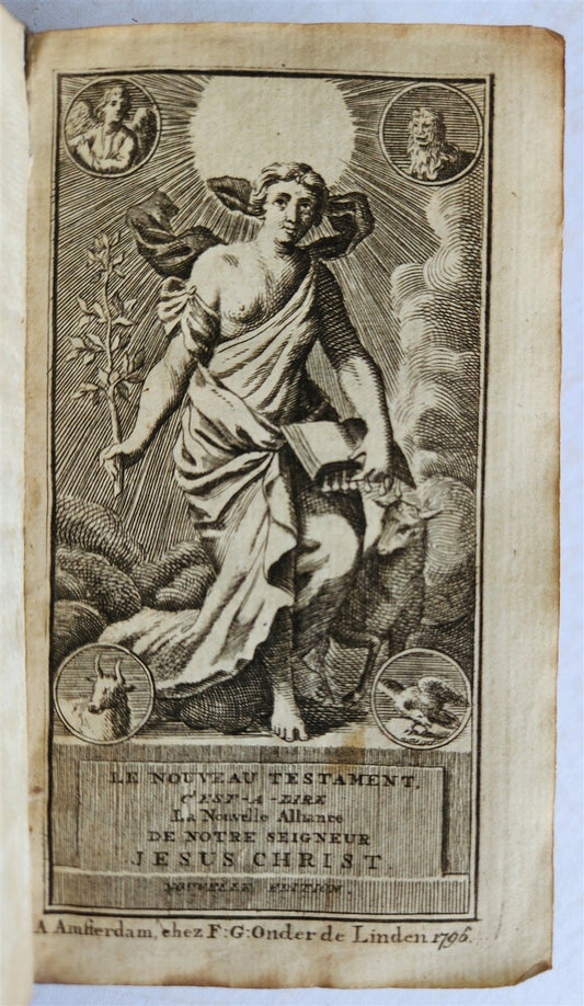 1796 BIBLE in FRENCH LA SAINTE BIBLE NEW TESTAMENT antique FINE BINDING