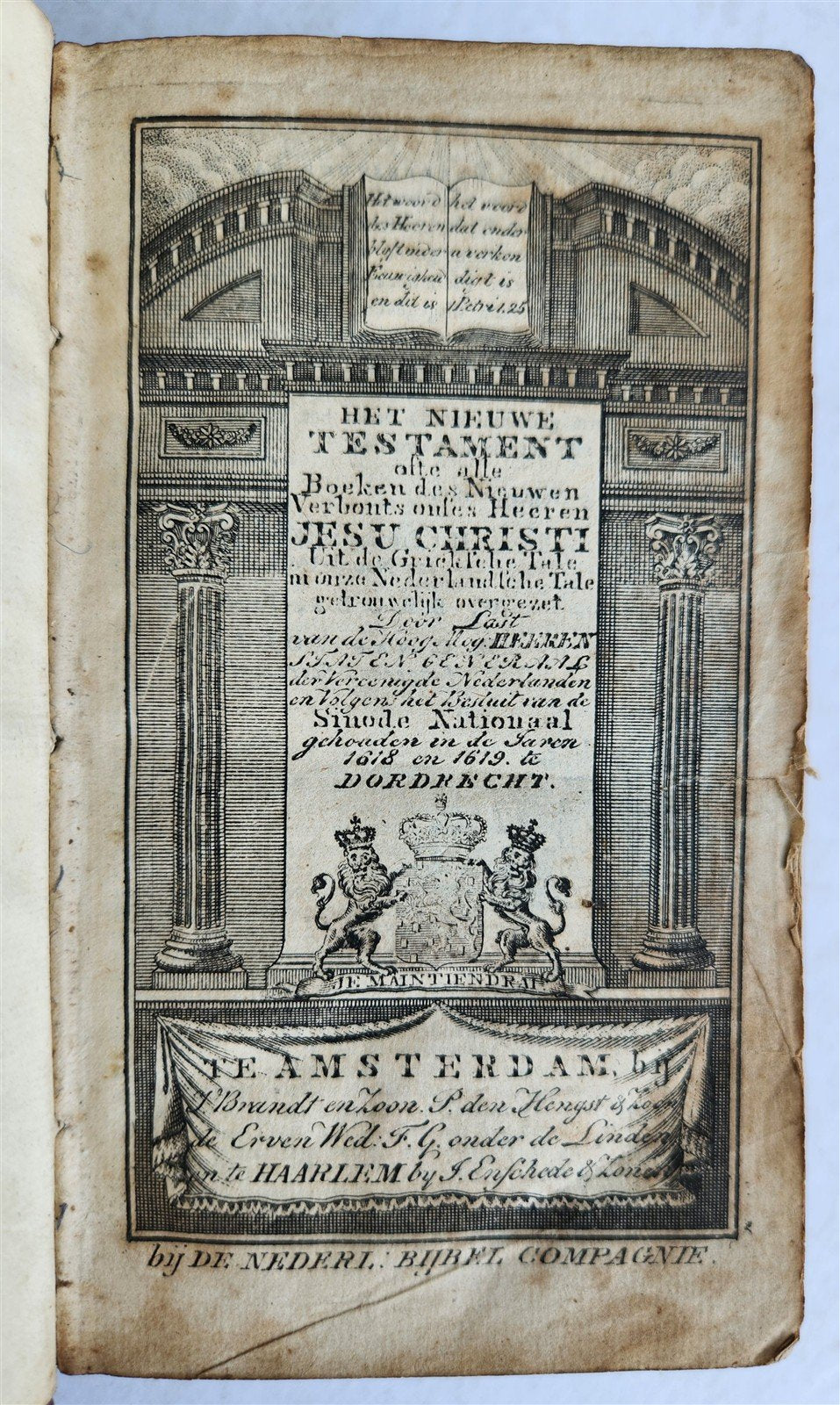 1818 BIBLE in DUTCH NEW TESTAMENT antique FINE BINDING