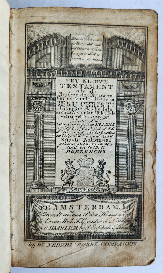 1818 BIBLE in DUTCH NEW TESTAMENT antique FINE BINDING