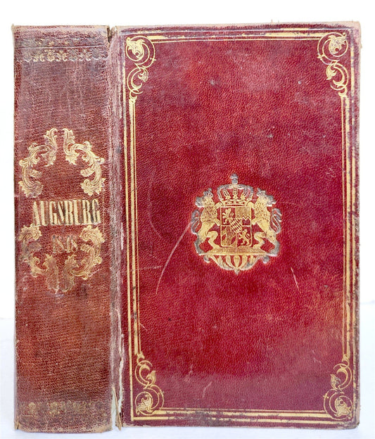 1847 BIBLE in GREEK & LATIN NEW TESTAMENT antique FINE BINDING w/ BAVARIAN CREST