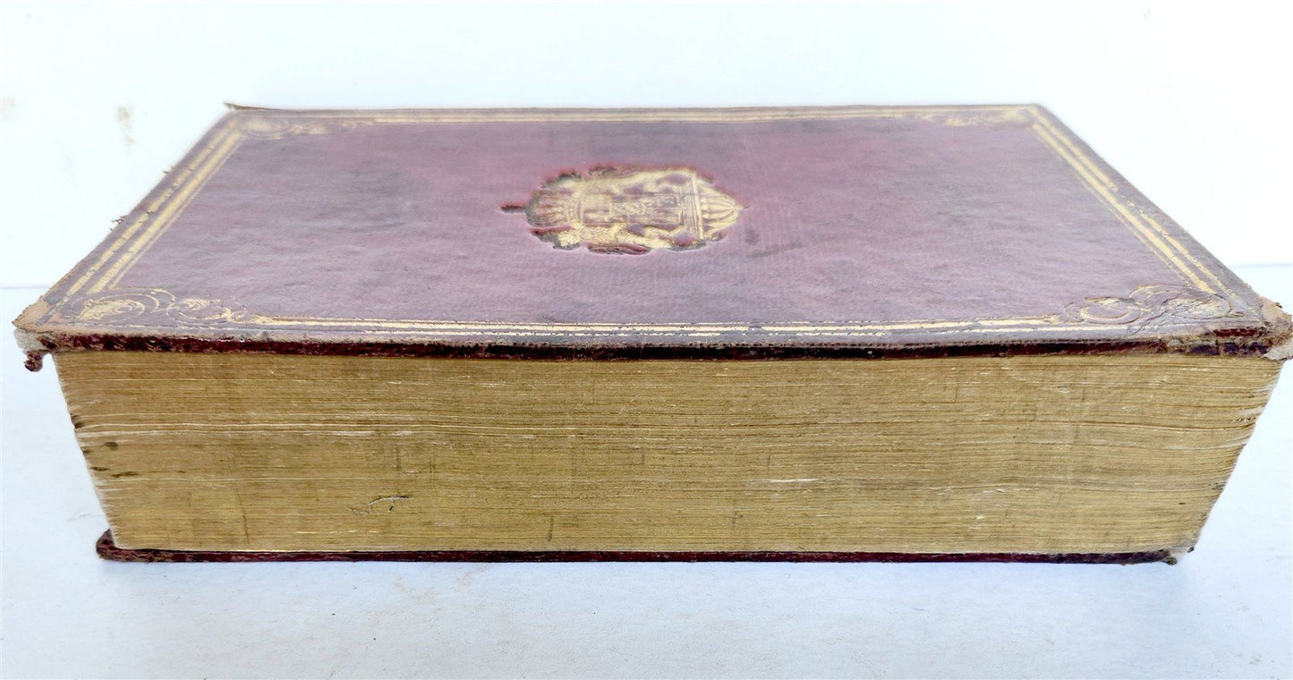 1847 BIBLE in GREEK & LATIN NEW TESTAMENT antique FINE BINDING w/ BAVARIAN CREST