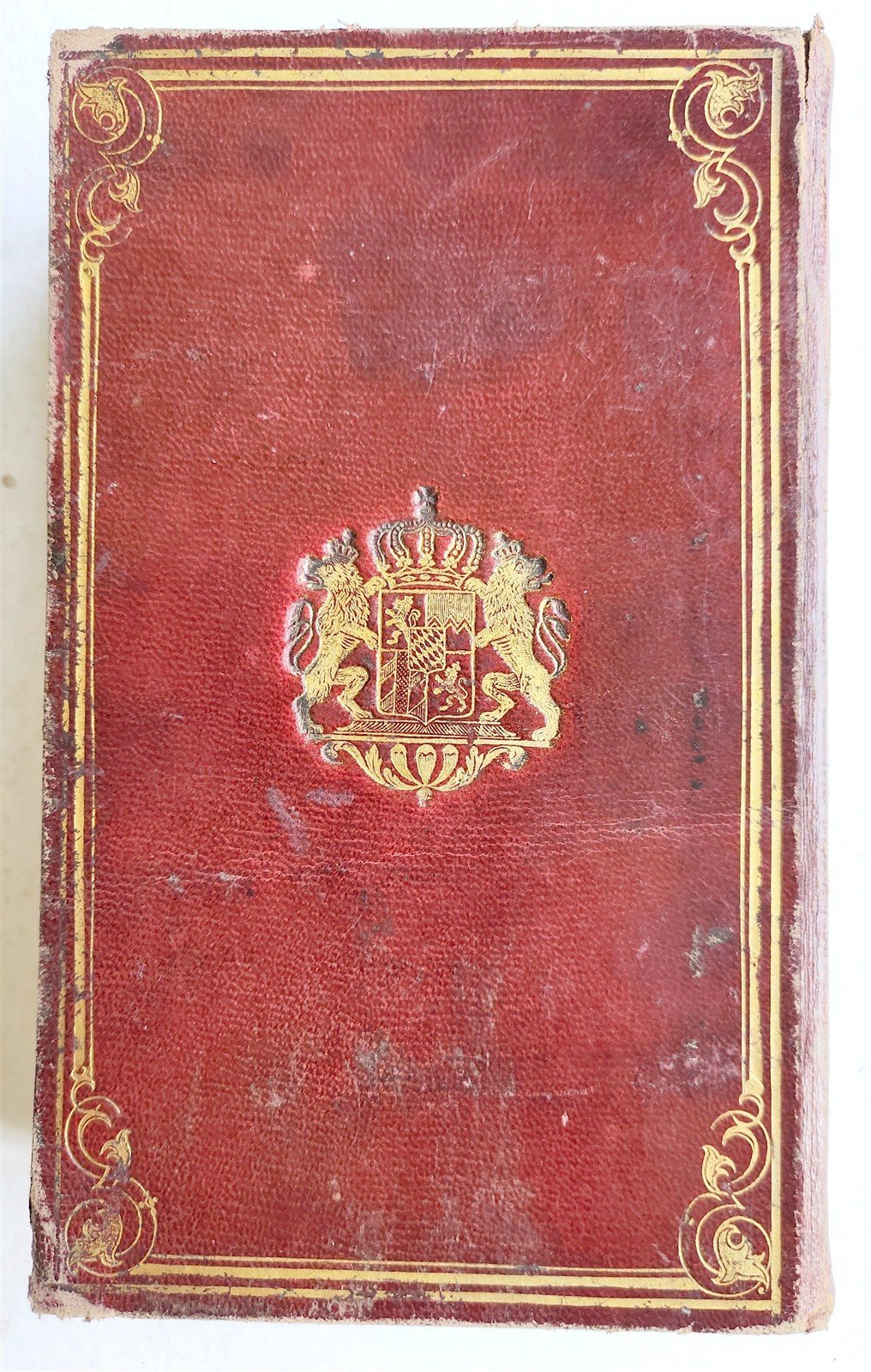 1847 BIBLE in GREEK & LATIN NEW TESTAMENT antique FINE BINDING w/ BAVARIAN CREST