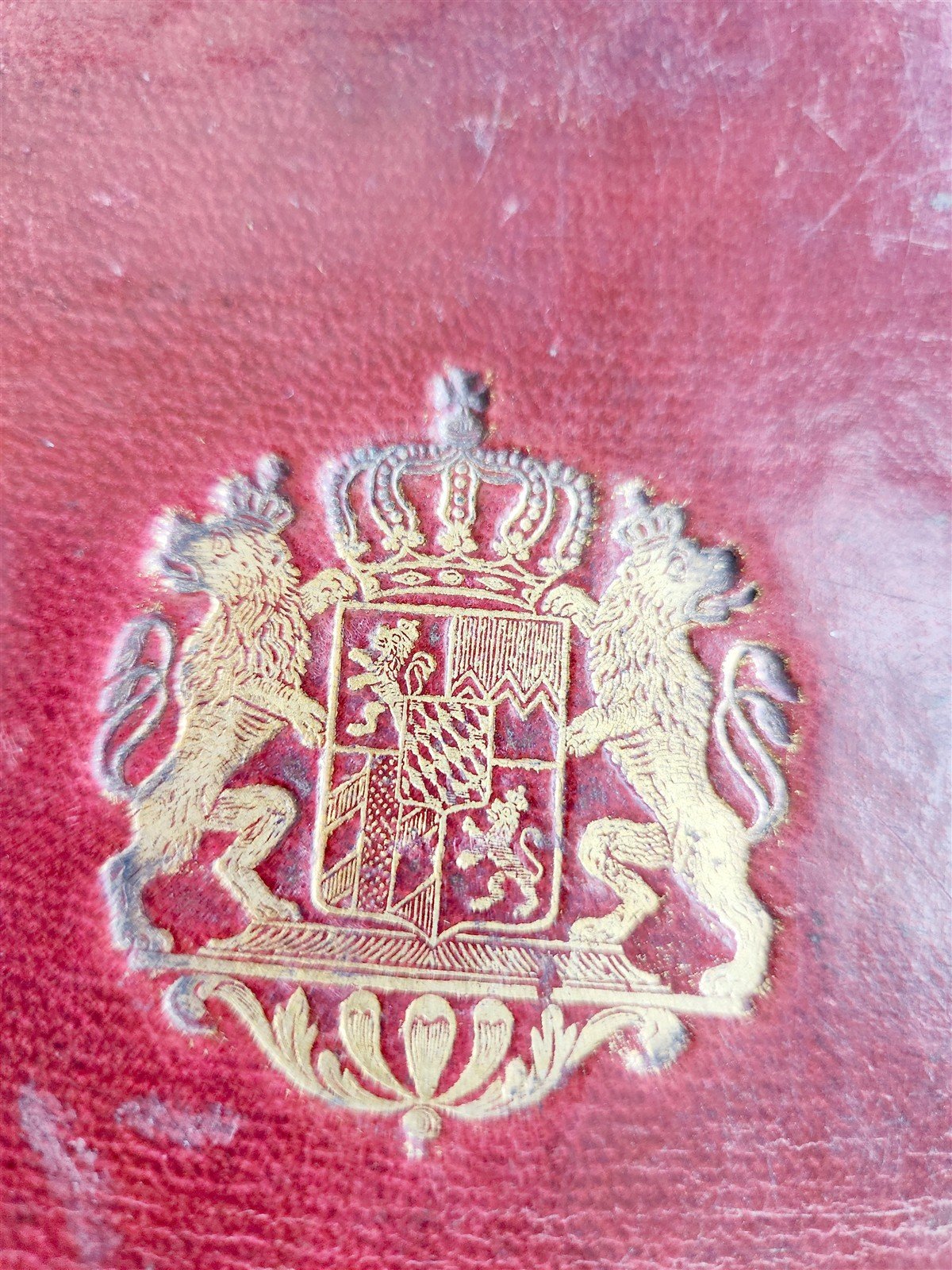 1847 BIBLE in GREEK & LATIN NEW TESTAMENT antique FINE BINDING w/ BAVARIAN CREST