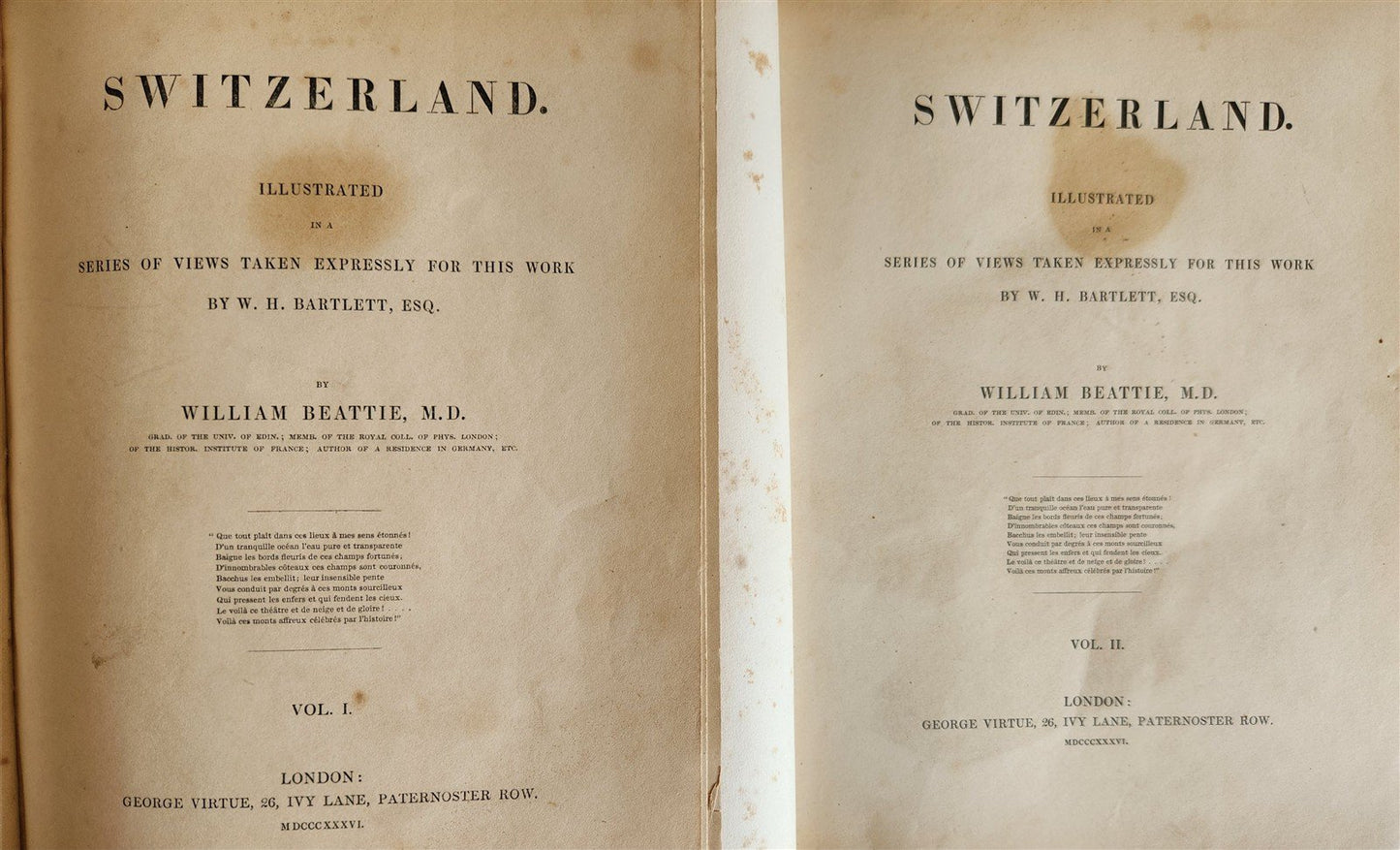 1836 SWITZERLAND ILLUSTRATED 2 volumes ANTIQUE in ENGLISH