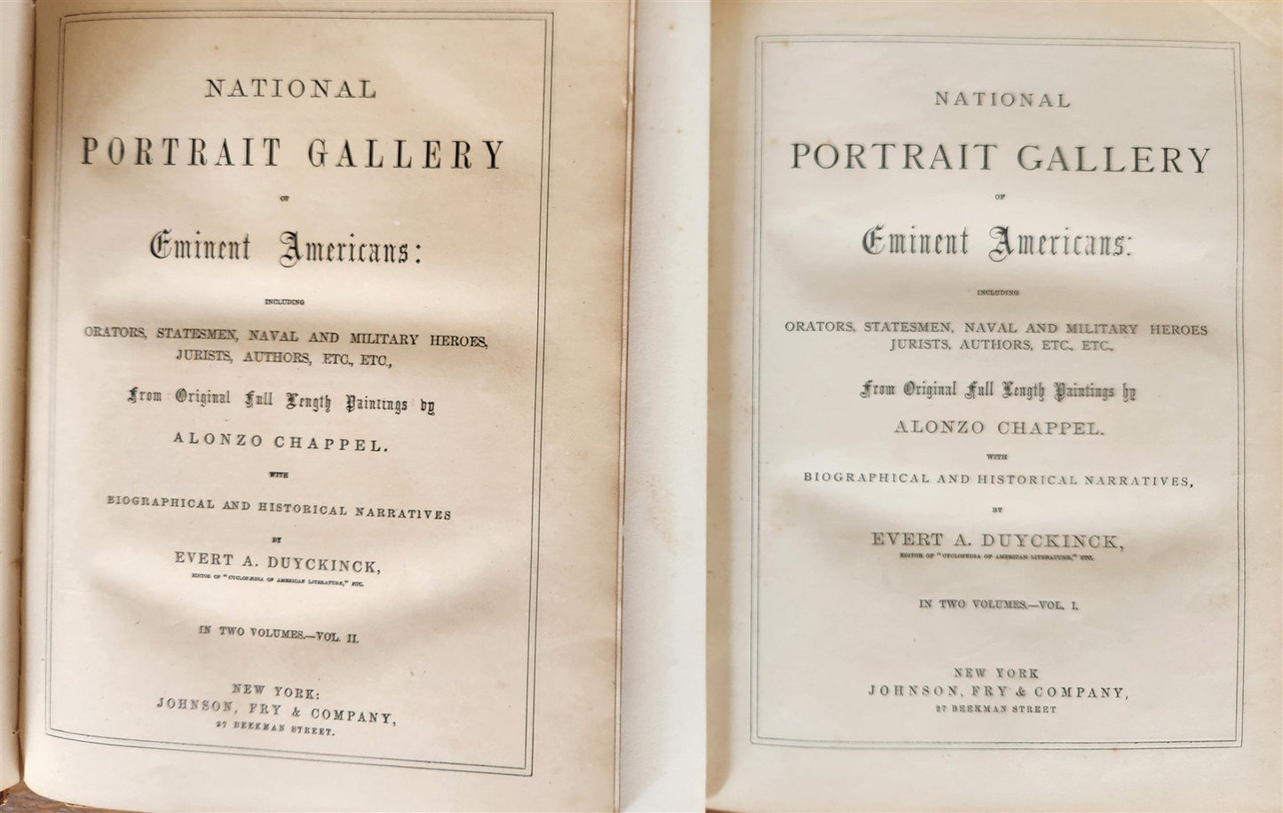 1861 NATIONAL PORTRAIT GALLERY of EMINENT AMERICANS ILLUSTRATED 2 vols ANTIQUE