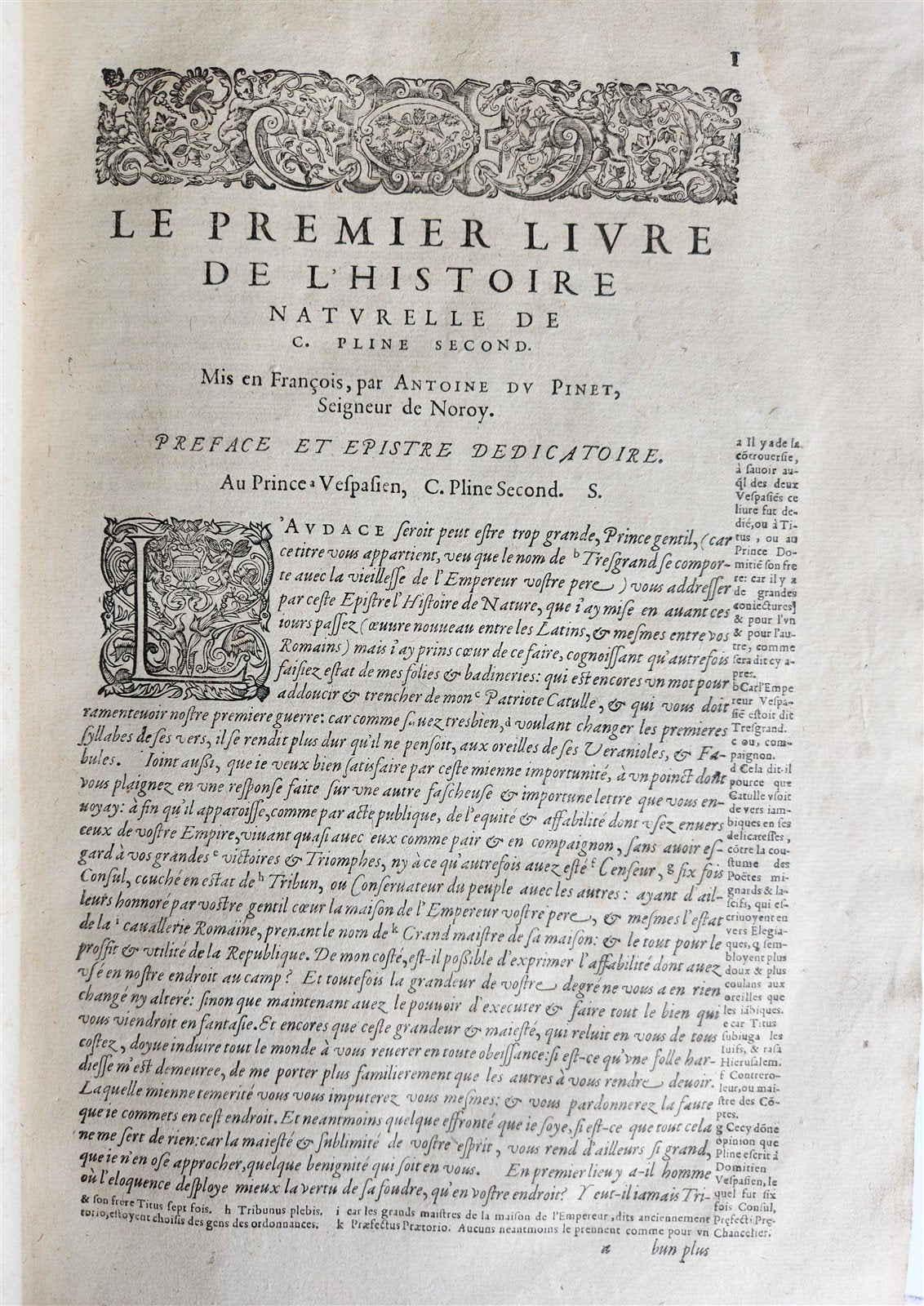 1584 HISTORY OF THE WORLD by PLINY antique L'HISTOIRE DU MONDE 2 folio volumes