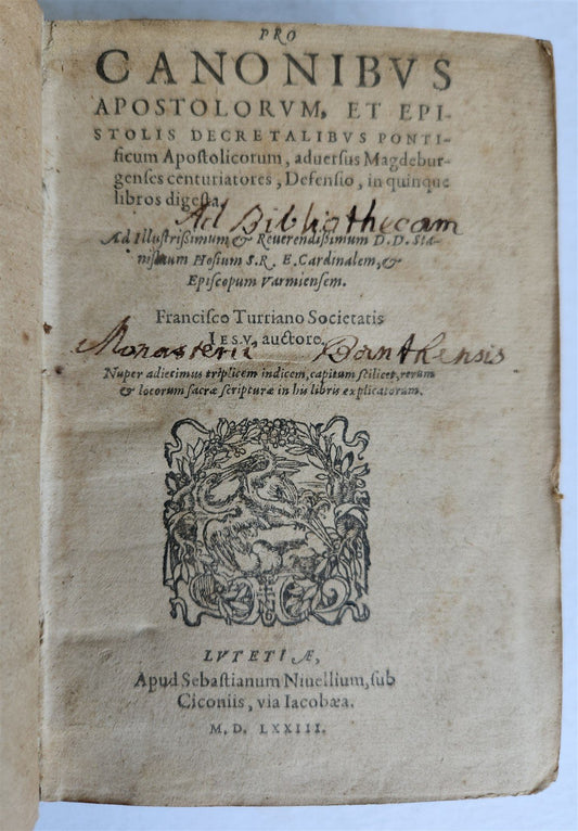 1573 Pro Canonibus Apostolorum by Franciscus Turrianus antique VELLUM BOUND