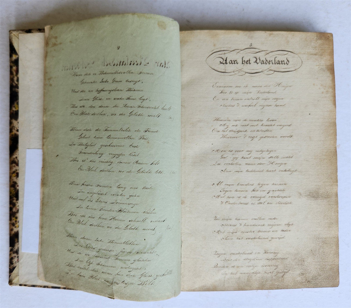 1840 ILLUMINATED POETRY MANUSCRIPT in DUTCH antique