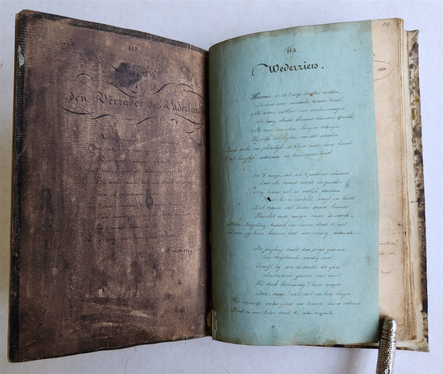 1840 ILLUMINATED POETRY MANUSCRIPT in DUTCH antique