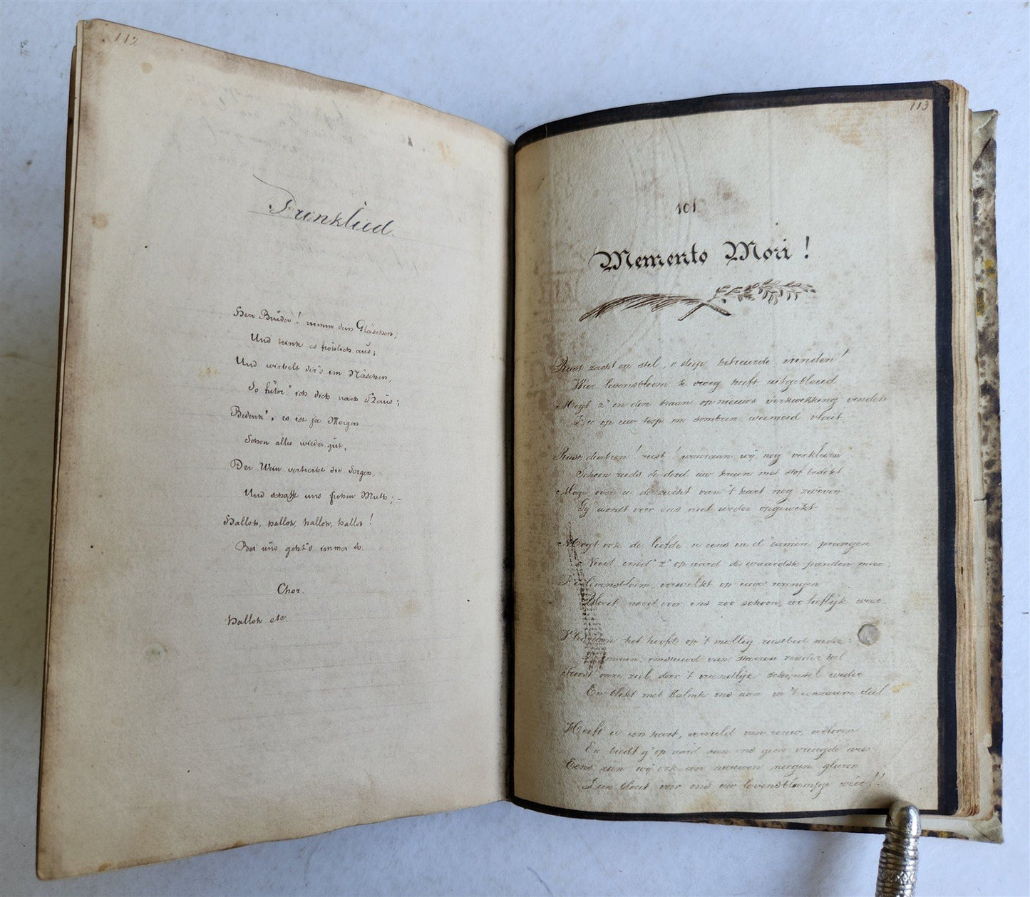 1840 ILLUMINATED POETRY MANUSCRIPT in DUTCH antique