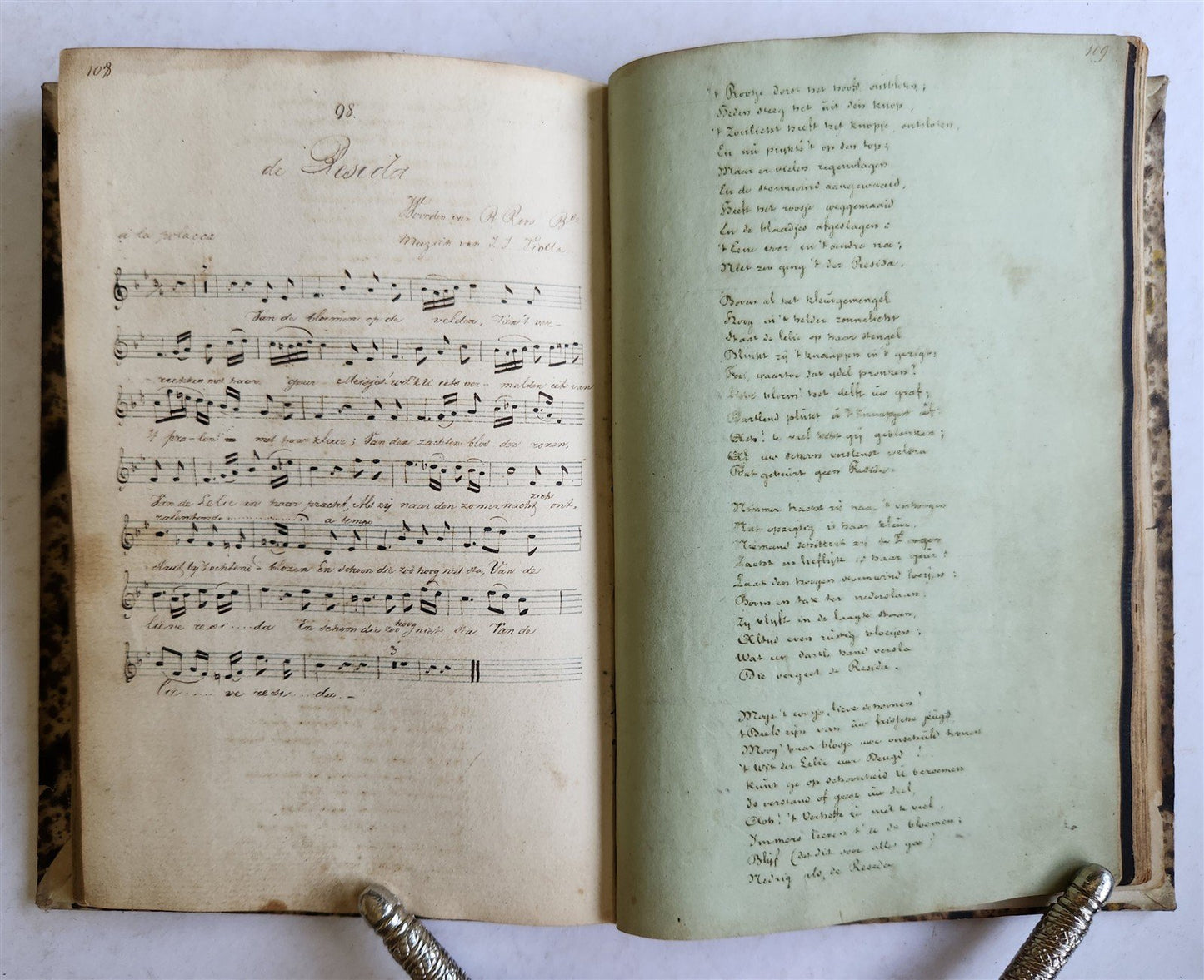 1840 ILLUMINATED POETRY MANUSCRIPT in DUTCH antique