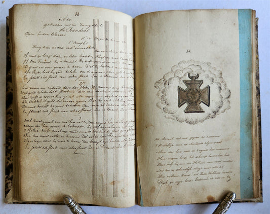 1840 ILLUMINATED POETRY MANUSCRIPT in DUTCH antique