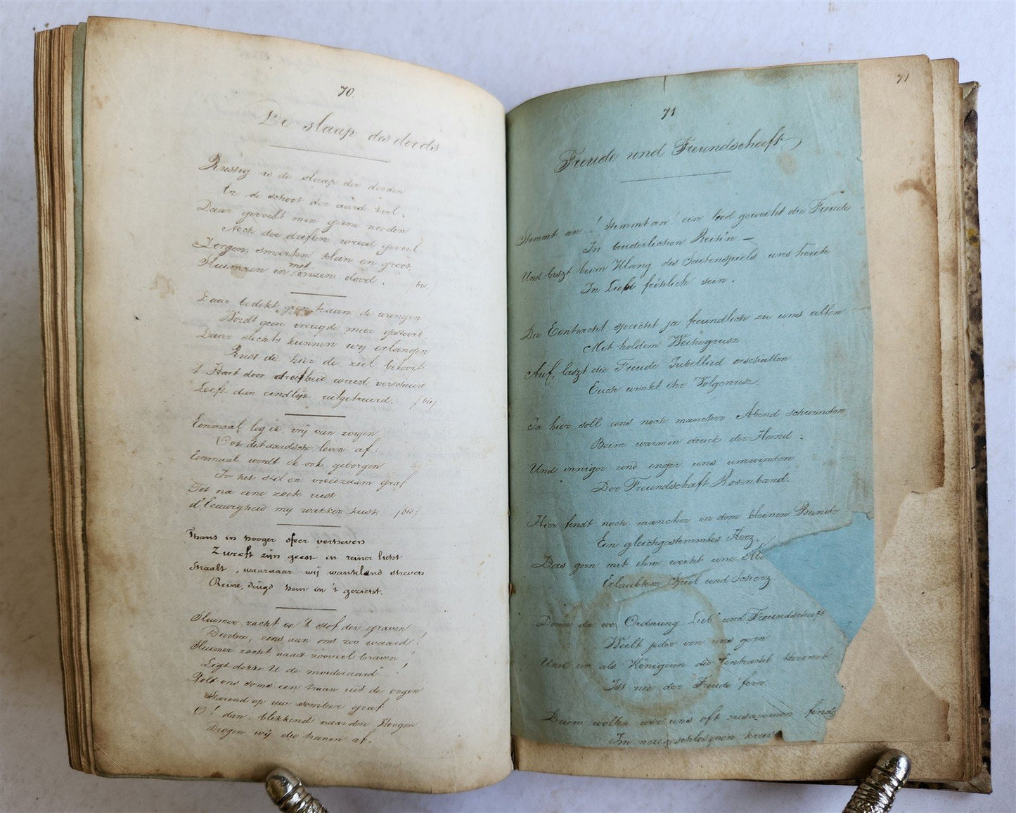 1840 ILLUMINATED POETRY MANUSCRIPT in DUTCH antique