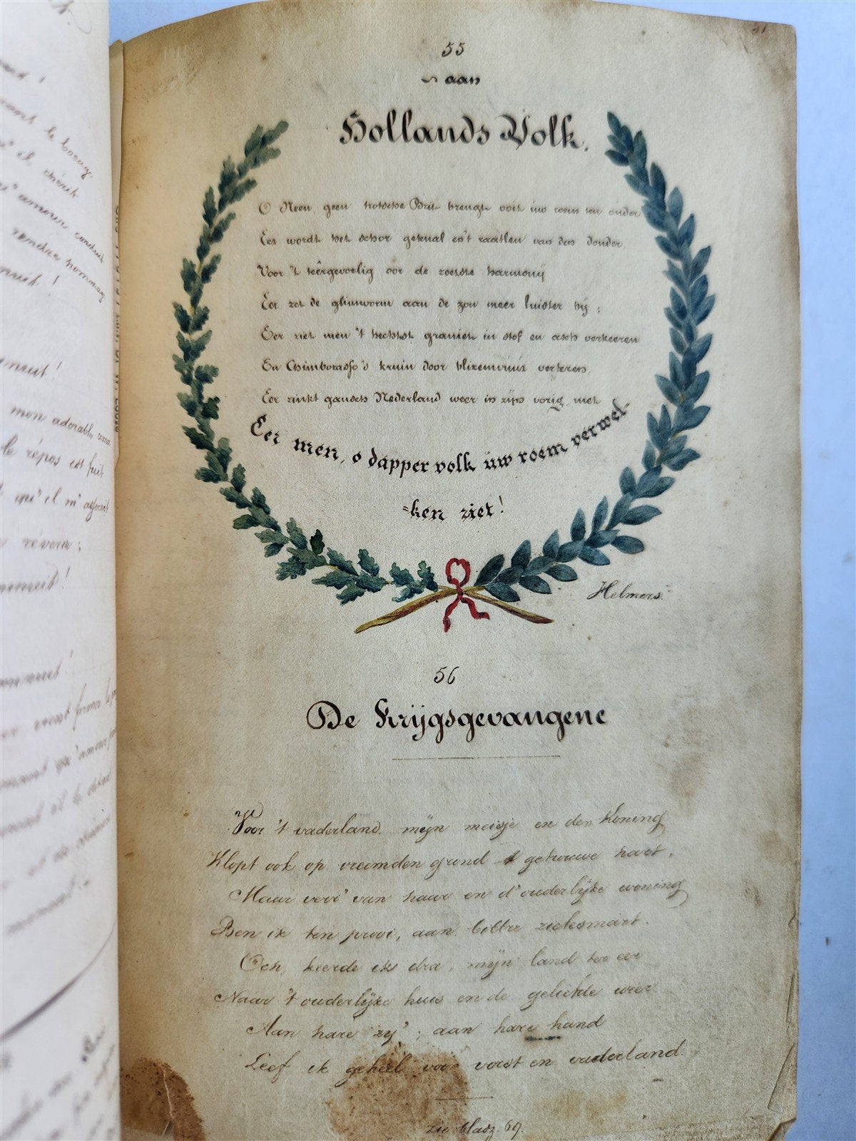 1840 ILLUMINATED POETRY MANUSCRIPT in DUTCH antique