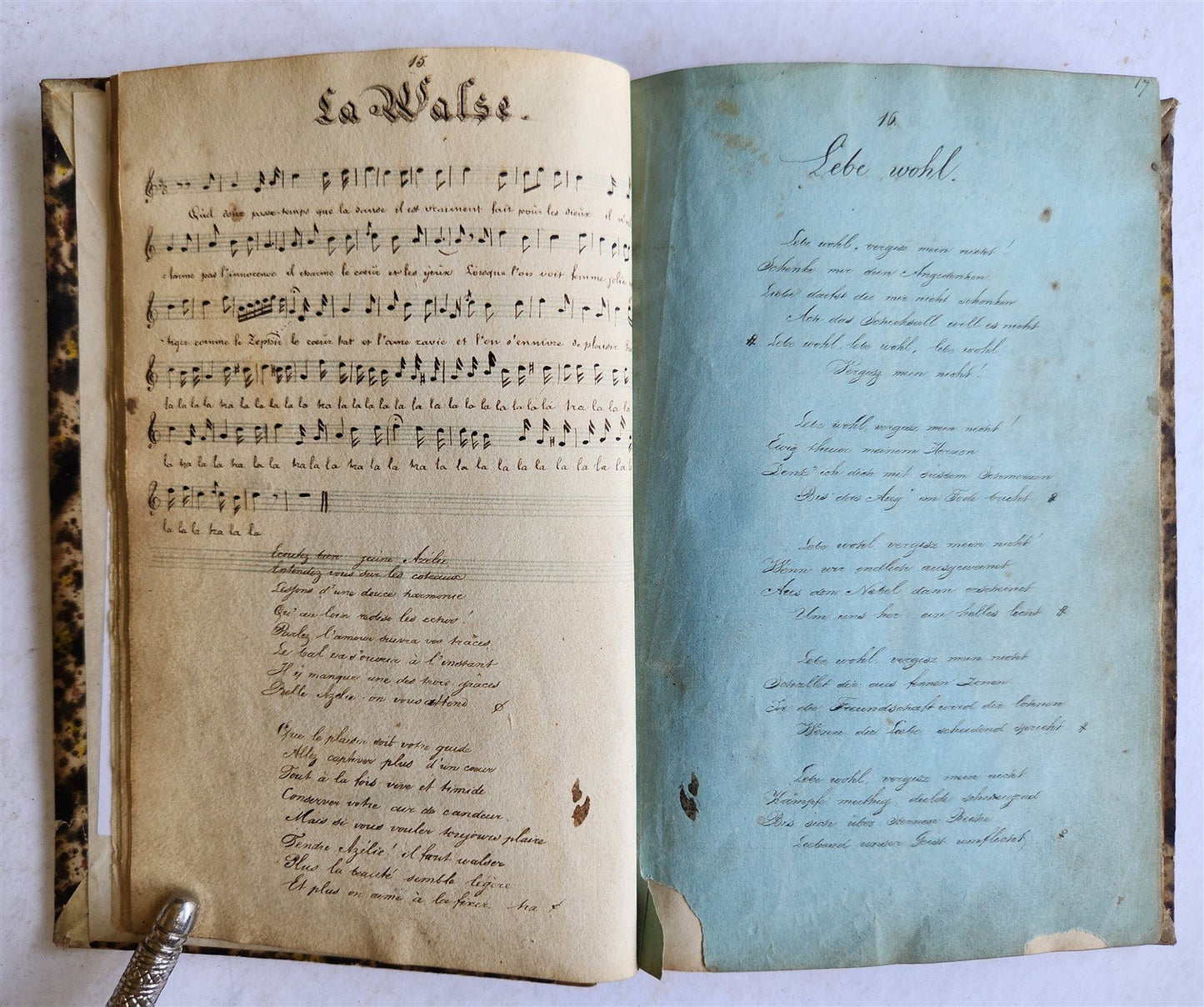 1840 ILLUMINATED POETRY MANUSCRIPT in DUTCH antique
