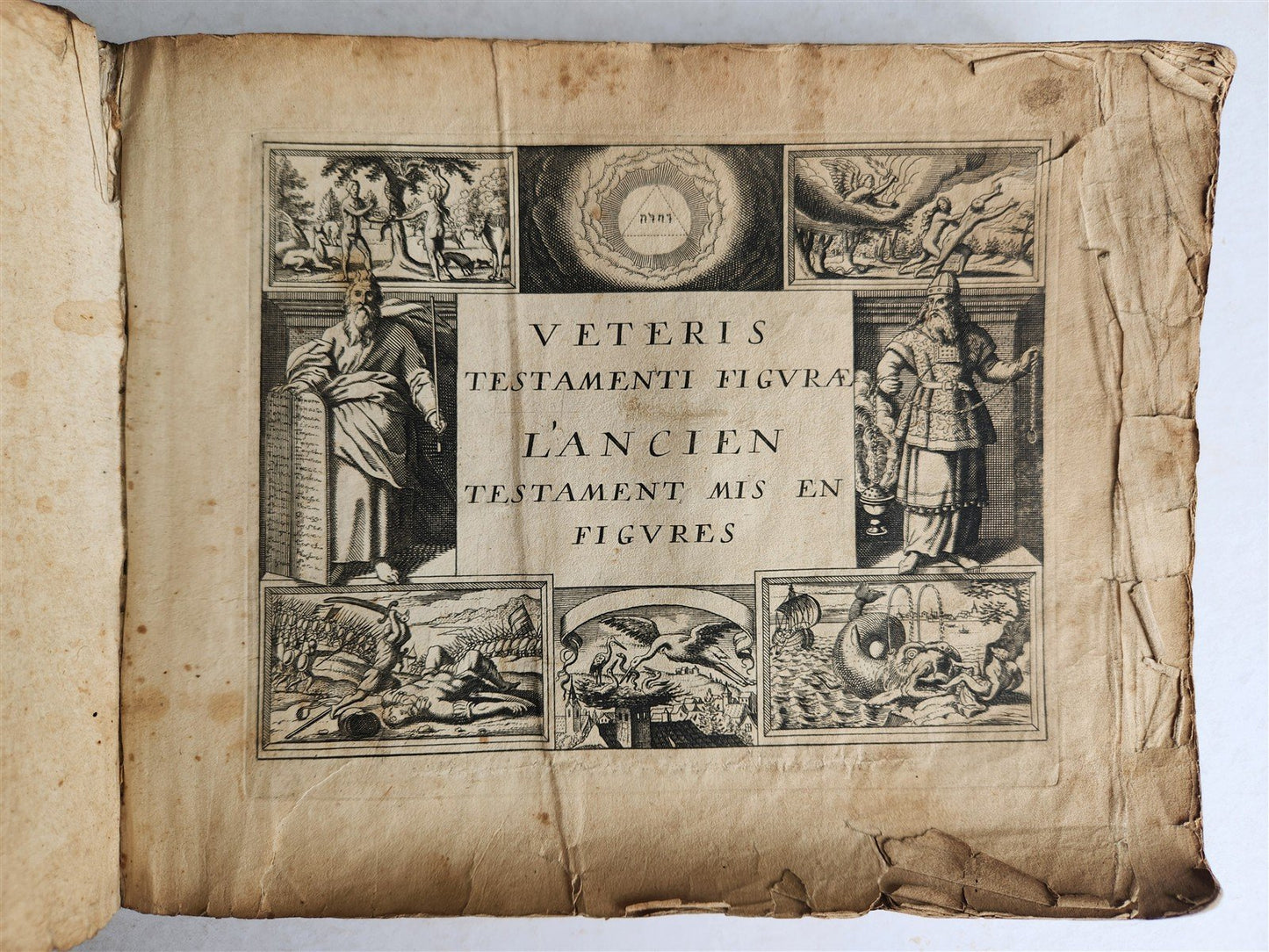 1650 BIBLE FIGURES illustrated by Matthaeus Merian w/ 233 ENGRAVINGS ANTIQUE