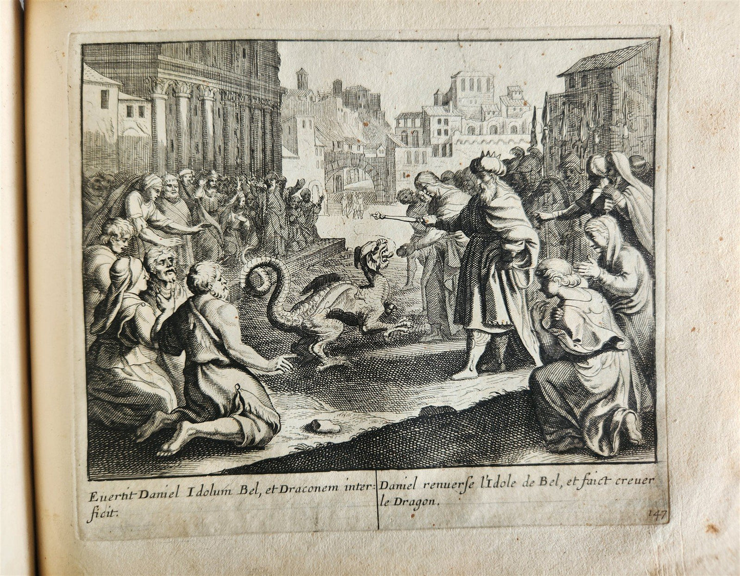 1650 BIBLE FIGURES illustrated by Matthaeus Merian w/ 233 ENGRAVINGS ANTIQUE