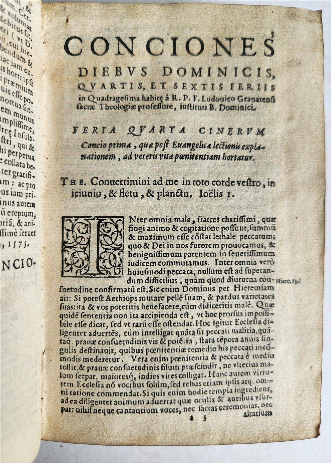 1584 SERMONS by LUIS de GRANADA PLANTIN PRESS vellum binding ANTIQUE 16th cent.