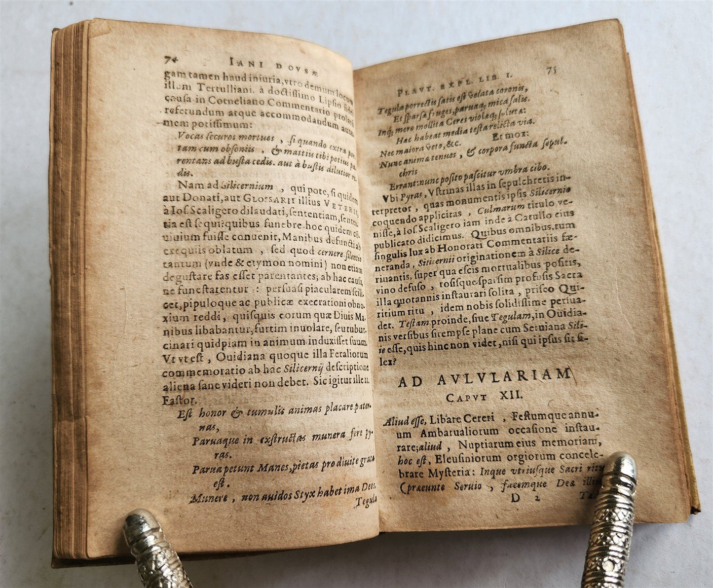 1609 COMMENTARY on ANCIENT ROMAN CLASSICAL AUTHORS vellum binding ANTIQUE