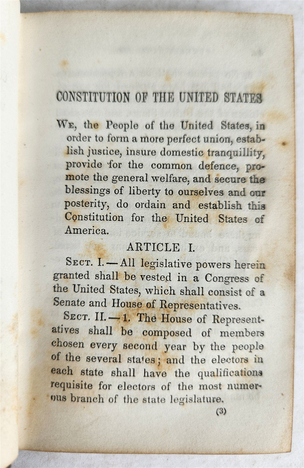 1876 CONSTITUTION of UNITED STATES & DECLARATION of INDEPENDENCE ANTIQUE