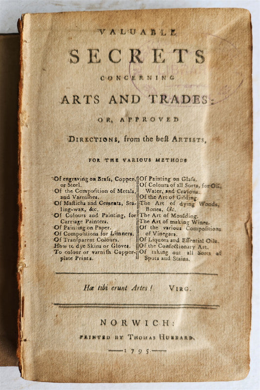 1795 Valuable Secrets Concerning Arts and Trades ANTIQUE Americana