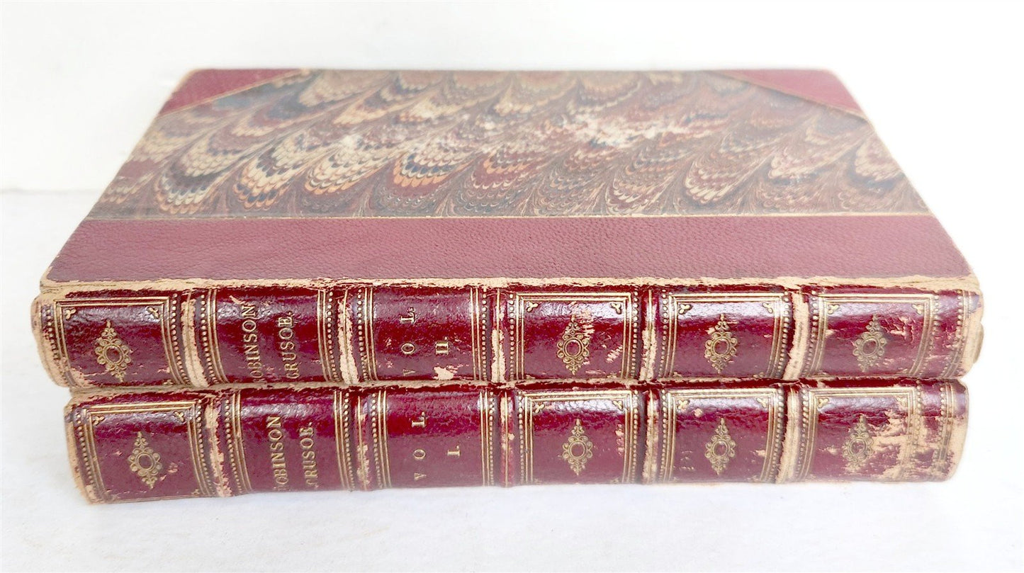 1831 LIFE & ADVENTURES of ROBINSON CRUSOE 2 VOLS antique ILLUSTRATED in ENGLISH