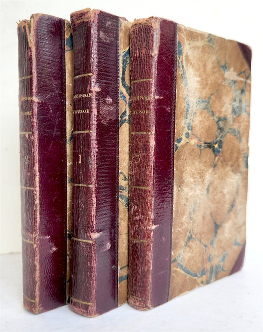 1793 LIFE & ADVENTURES of ROBINSON CRUSOE 3 VOLS antique ILLUSTRATED in ENGLISH