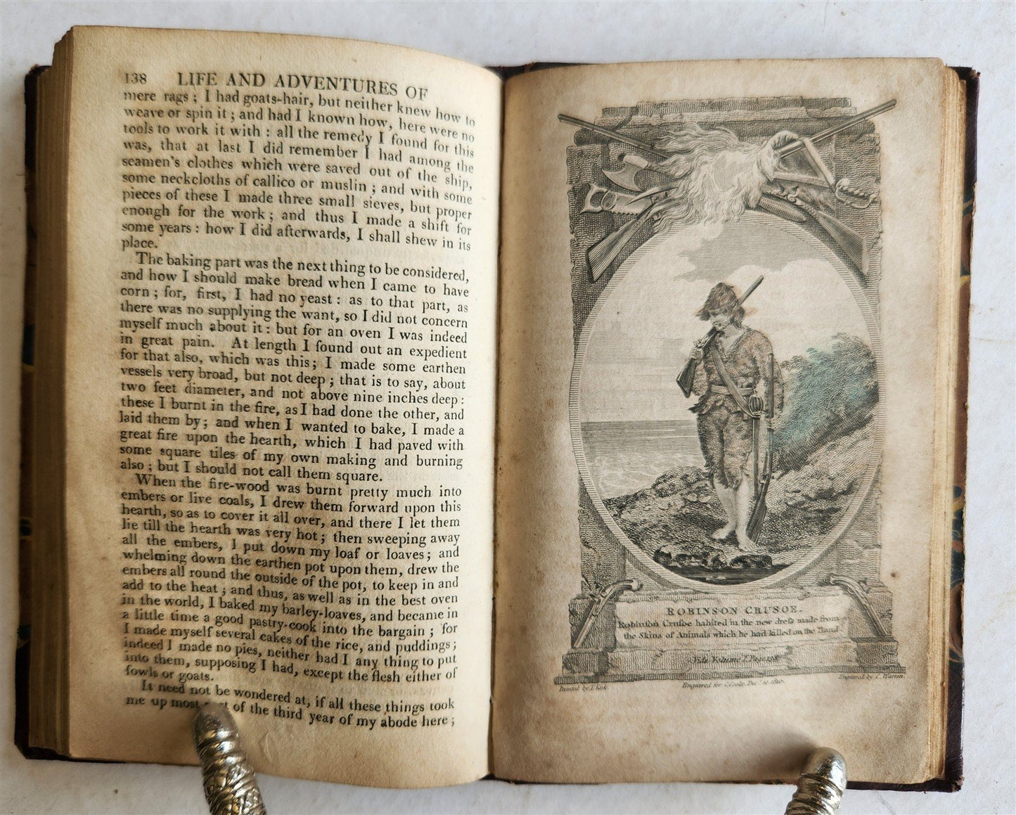 1793 LIFE & ADVENTURES of ROBINSON CRUSOE 3 VOLS antique ILLUSTRATED in ENGLISH