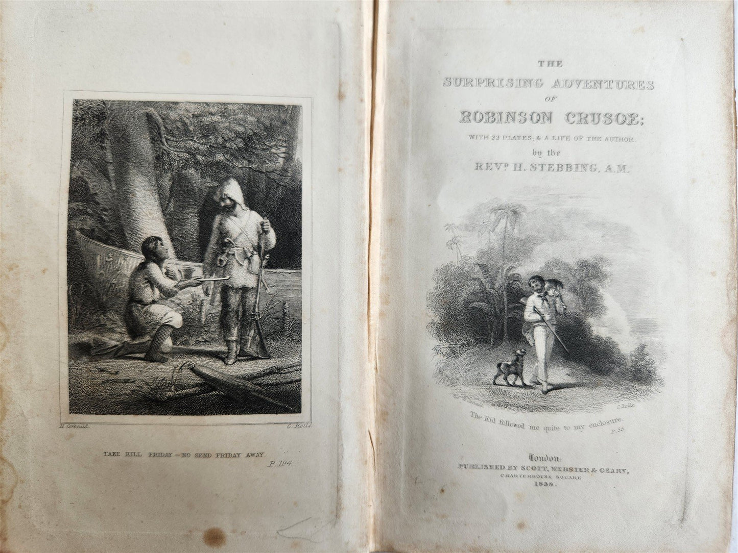 1838 SURPRISING ADVENTURES of ROBINSON CRUSOE antique ILLUSTRATED English
