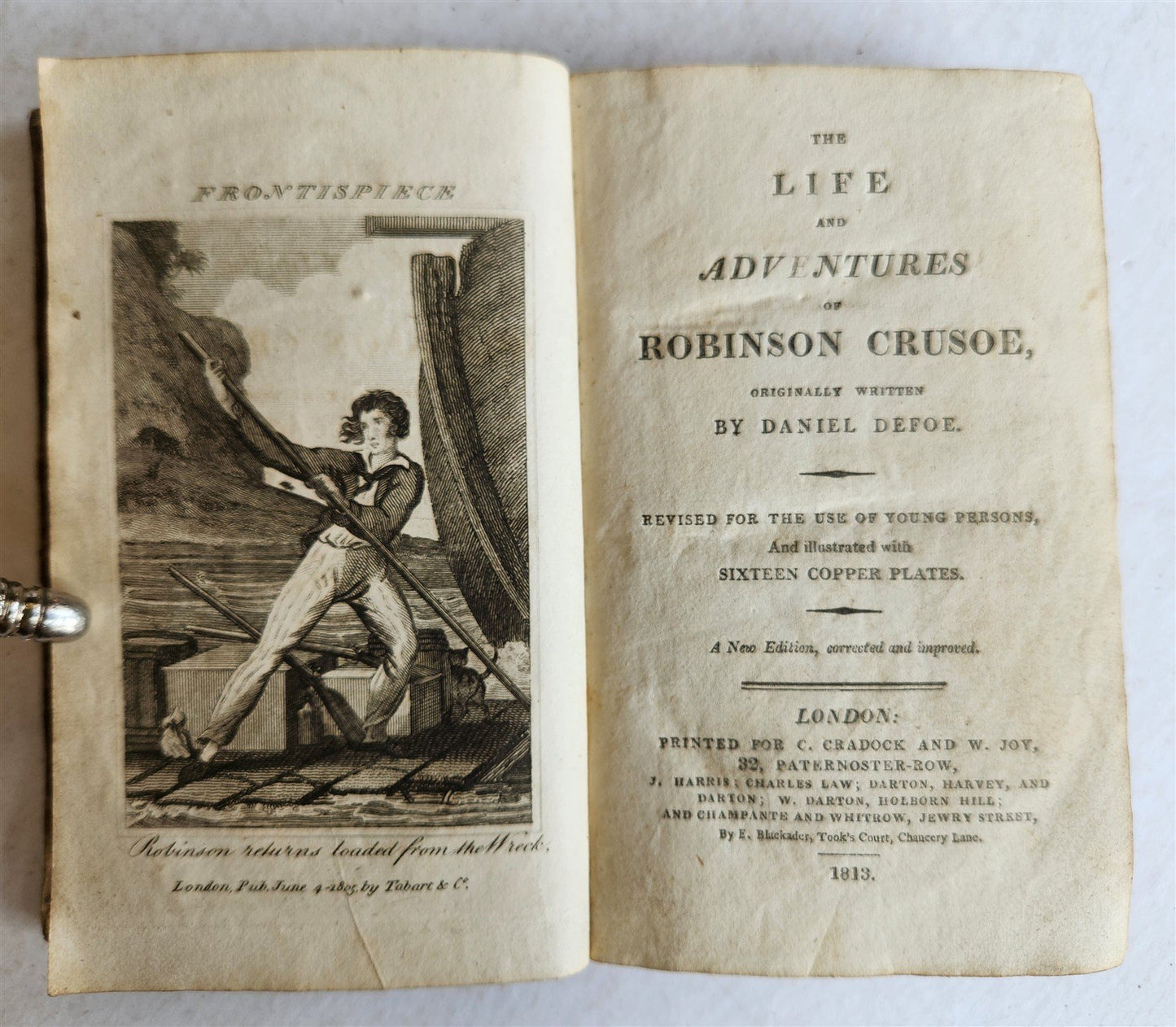 1813 THE LIFE AND ADVENTURES of ROBINSON CRUSOE antique ILLUSTRATED English