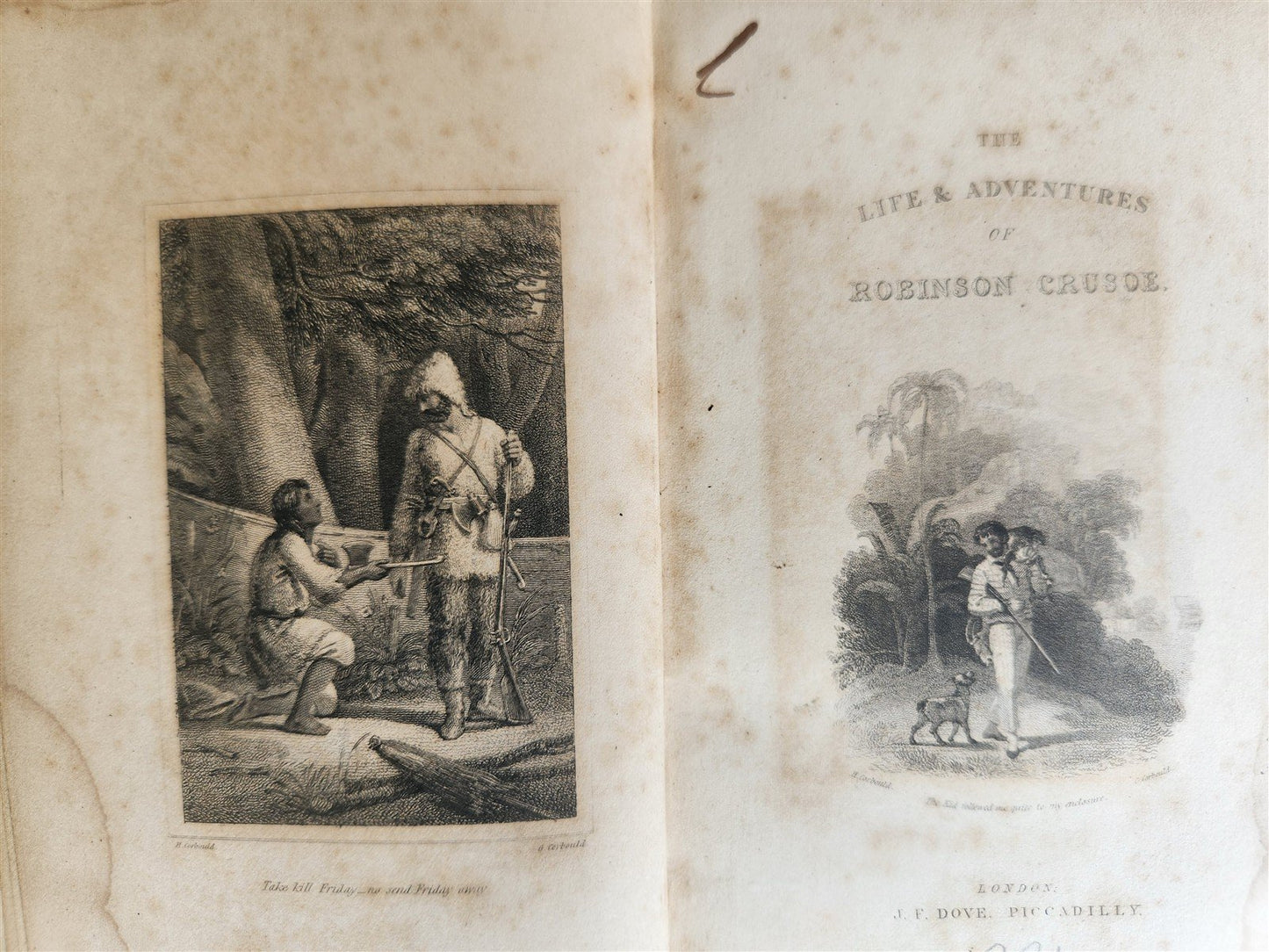 1831 THE LIFE AND ADVENTURES of ROBINSON CRUSOE antique ILLUSTRATED English