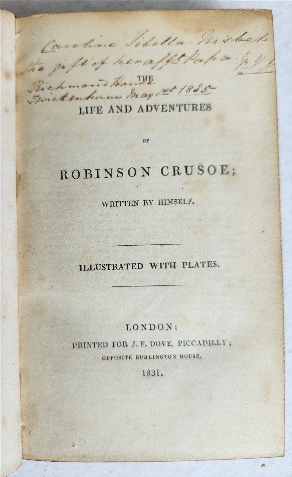 1831 THE LIFE AND ADVENTURES of ROBINSON CRUSOE antique ILLUSTRATED English