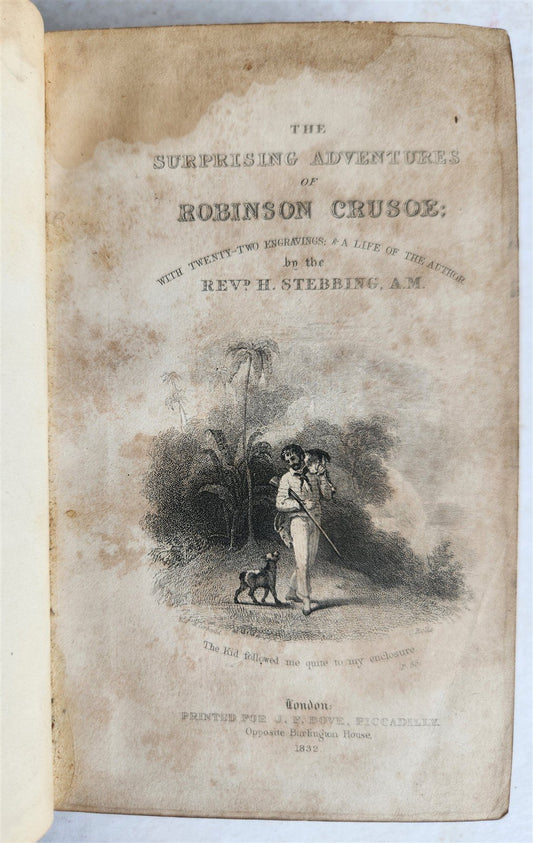 1832 SURPRISING ADVENTURES of ROBINSON CRUSOE antique ILLUSTRATED English