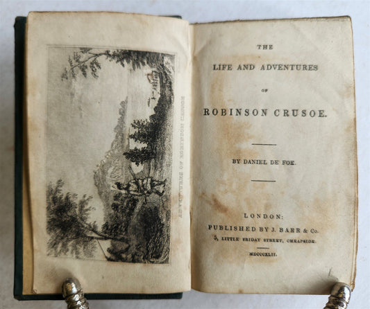 1842 LIFE AND ADVENTURES of ROBINSON CRUSOE antique in English London