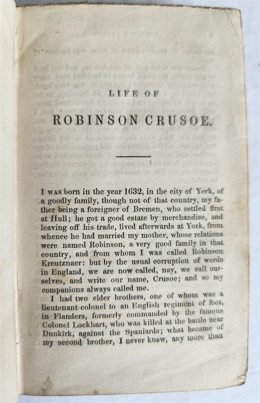 1842 LIFE AND ADVENTURES of ROBINSON CRUSOE antique in English London