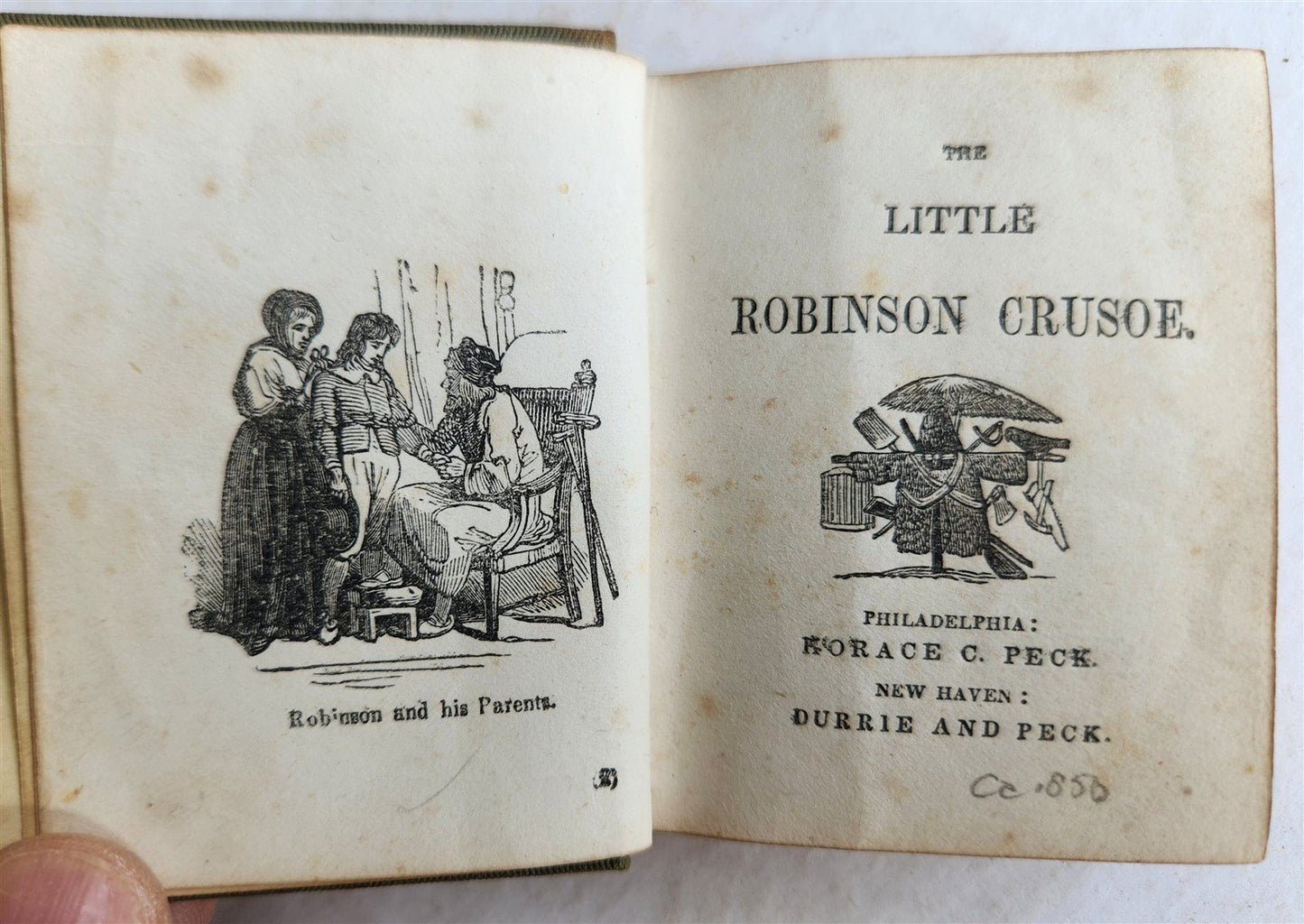 1850 LITTLE ROBINSON CRUSOE antique ILLUSTRATED English Philadelphia Americana