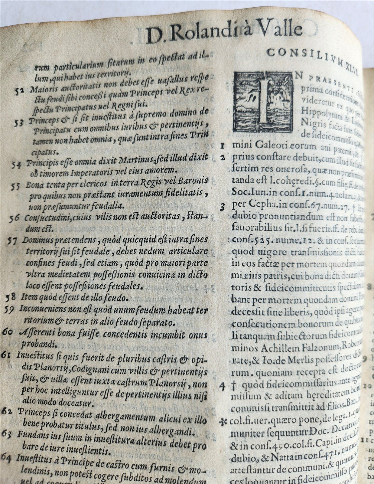 1570 LAW BOOK CONSILIORUM sev mavis RESPONSORUM ROLANDI A VALLE antique FOLIO