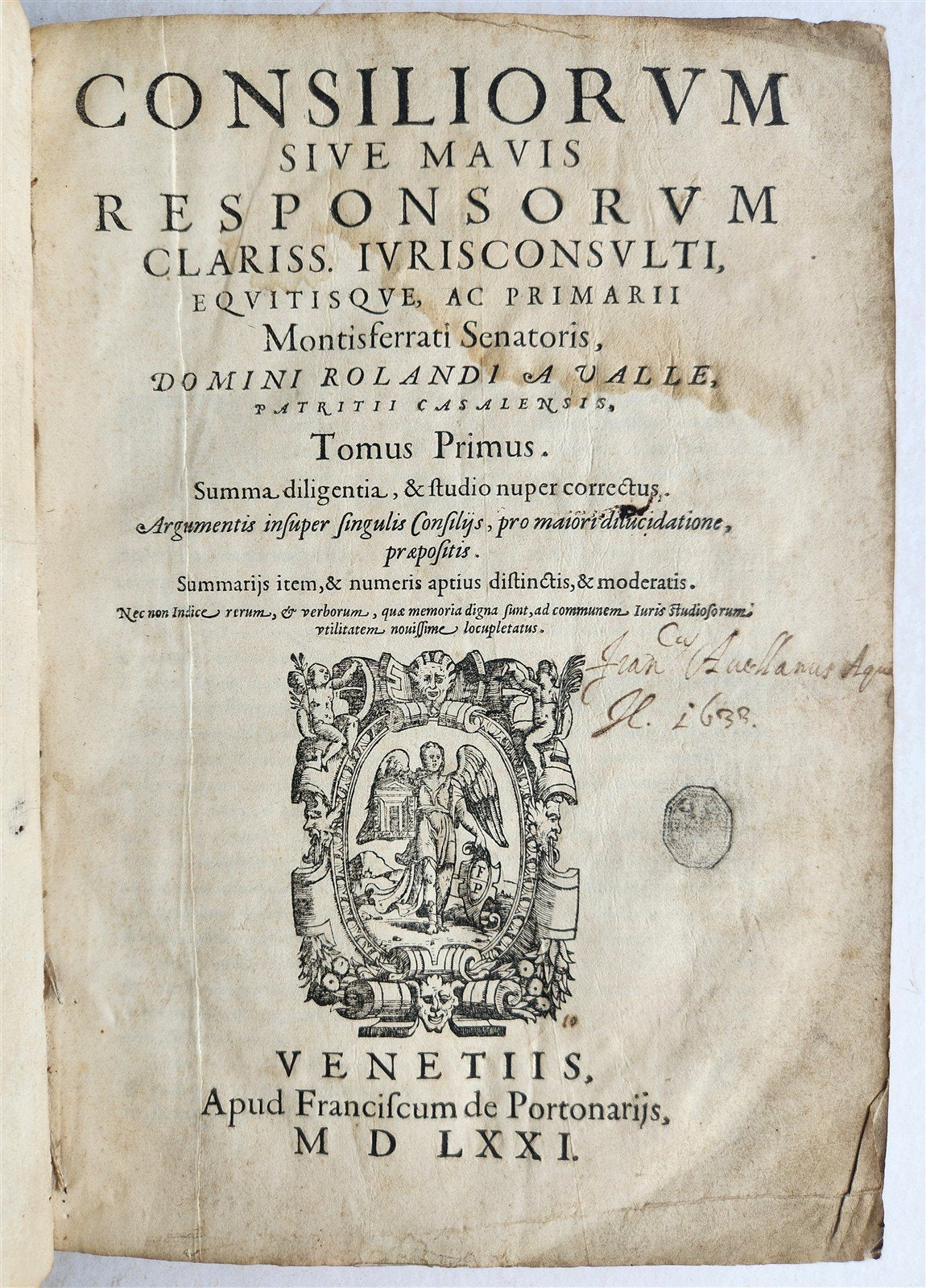 1571 LAW BOOK ROLANDO DALLA VALLE LEGAL ADVICES antique FOLIO