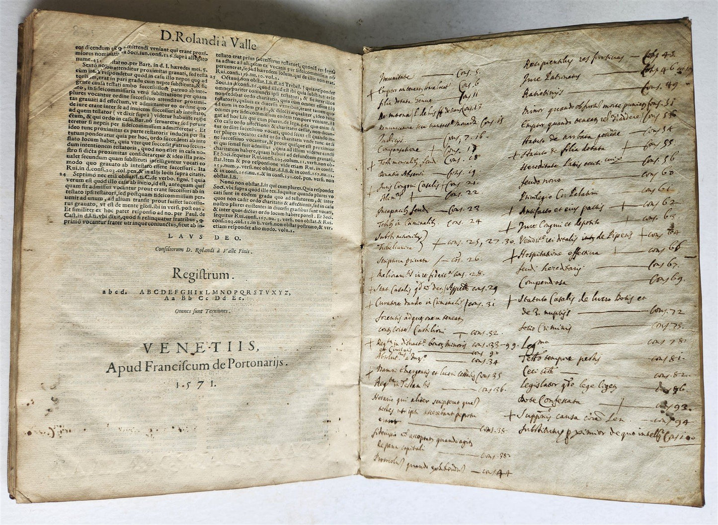 1571 LAW BOOK ROLANDO DALLA VALLE LEGAL ADVICES antique FOLIO