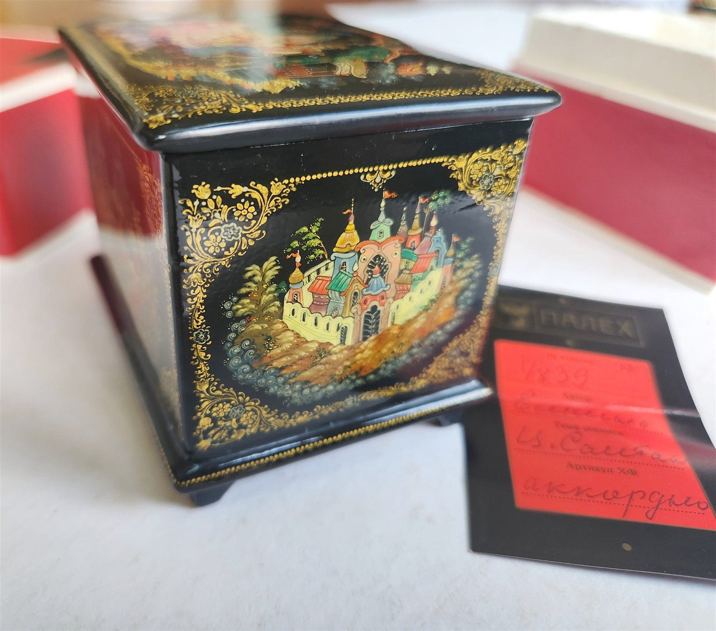 RUSSIAN PALEKH SCHOOL 1987 5 SIDES LACQUER BOX TSAR SALTAN vintage SIGNED